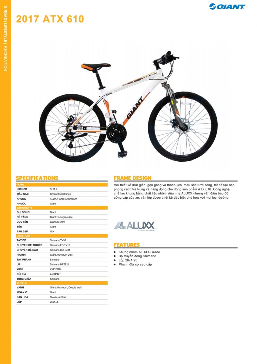 Xe đạp thể thao GIANT ATX 610 2017