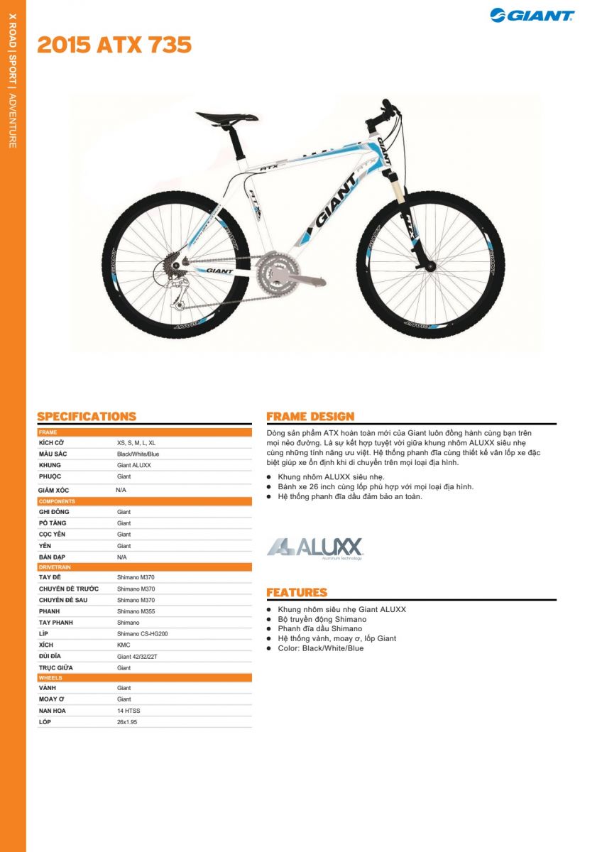 Xe đạp địa hình GIANT 2015 ATX 735