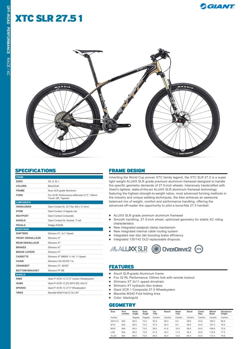 Xe đạp địa hình GIANT 2016 XTC SLR 27.5 1