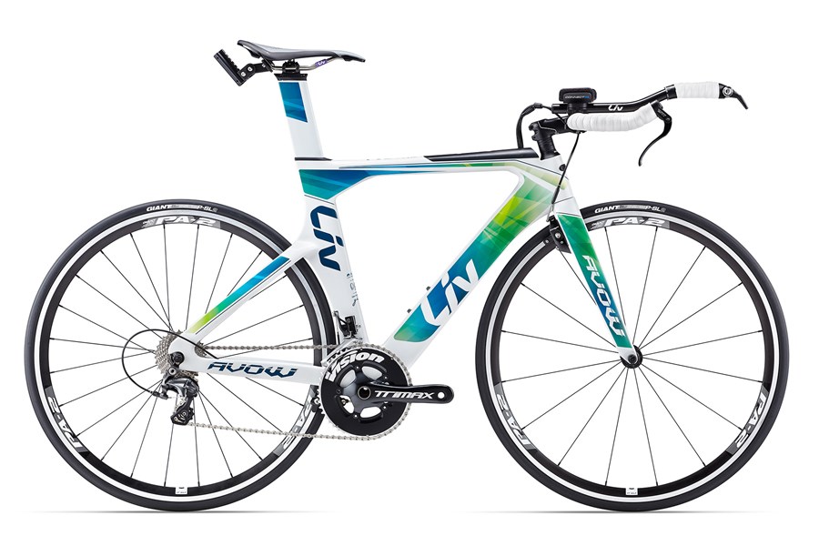 Xe đạp đua GIANT Avow Advanced 2017 trắng xanh lá xanh dương white green blue