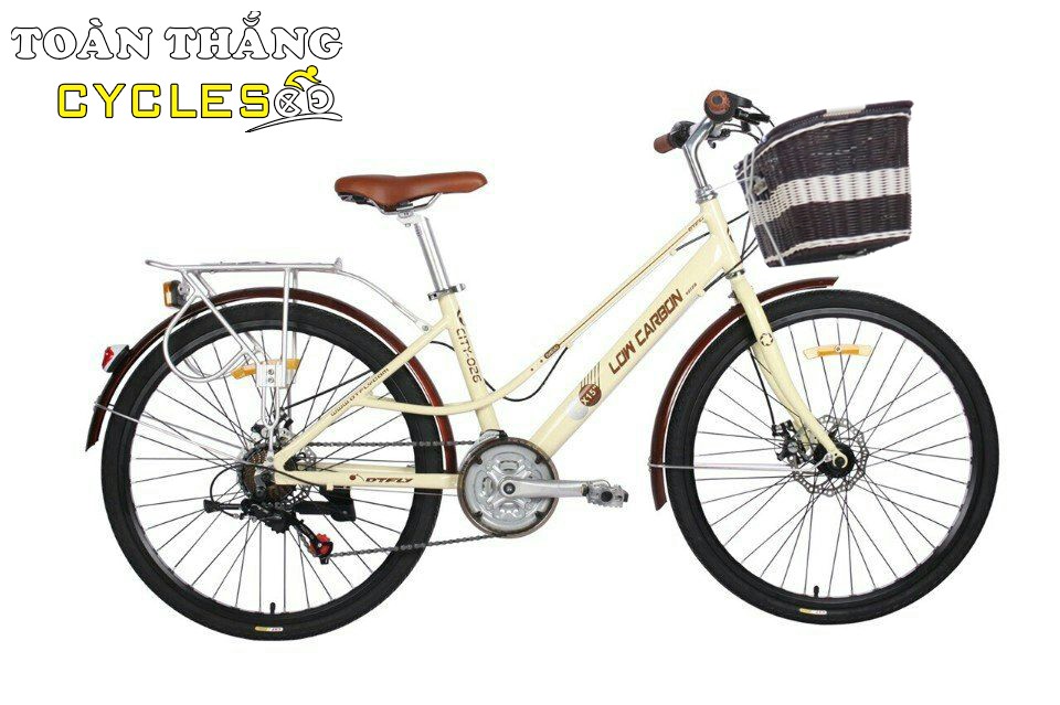 Xe đạp thời trang Low-Carbon City Bike 026 2018 Cream