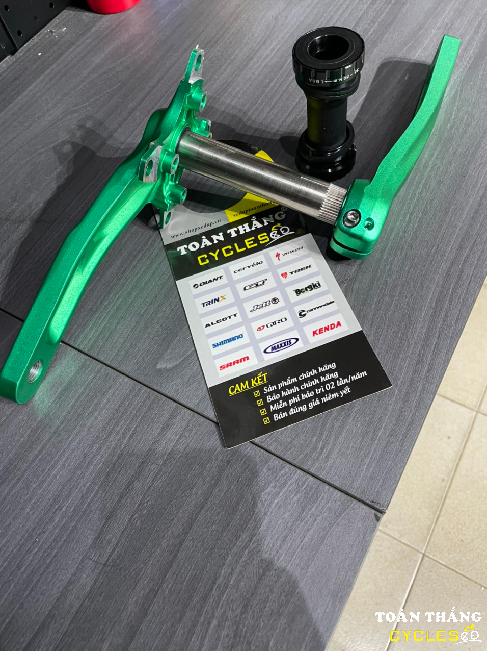 Full Bộ giò dĩa cốt rỗng xe đạp MTB kèm BB IXF 170mm đĩa BCD104 32 34 36 38 răng tùy chọn(Màu xanh lá)