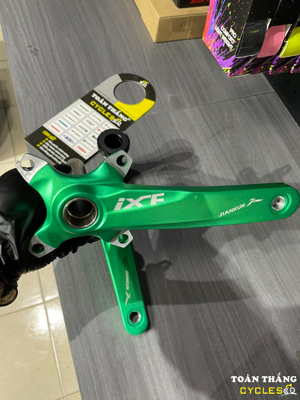 Full Bộ giò dĩa cốt rỗng xe đạp MTB kèm BB IXF 170mm đĩa BCD104 32 34 36 38 răng tùy chọn(Màu xanh lá)