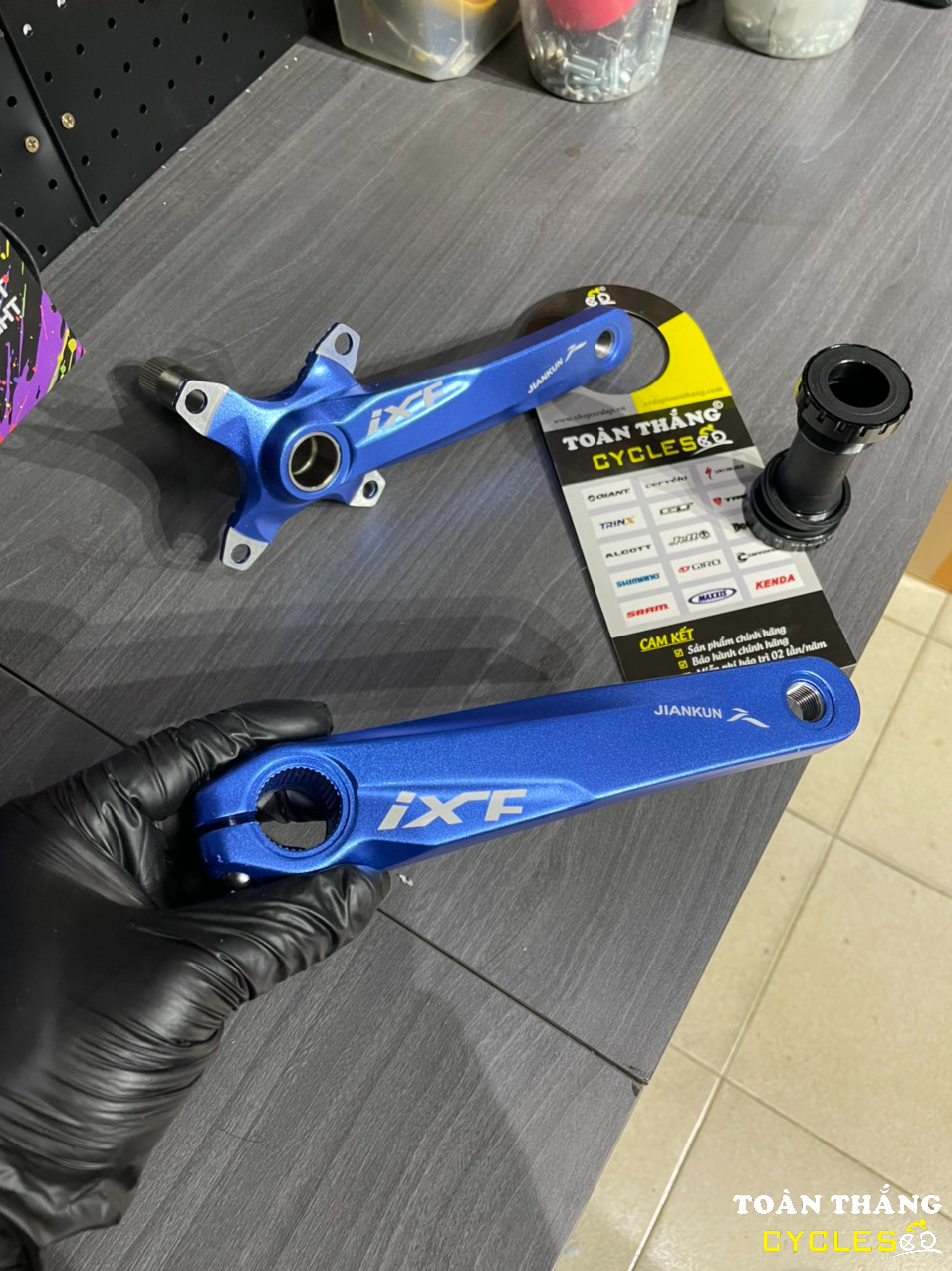 Full Bộ giò dĩa cốt rỗng xe đạp MTB kèm BB IXF 170mm đĩa BCD104 32 34 36 38 răng tùy chọn(Màu xanh dương)