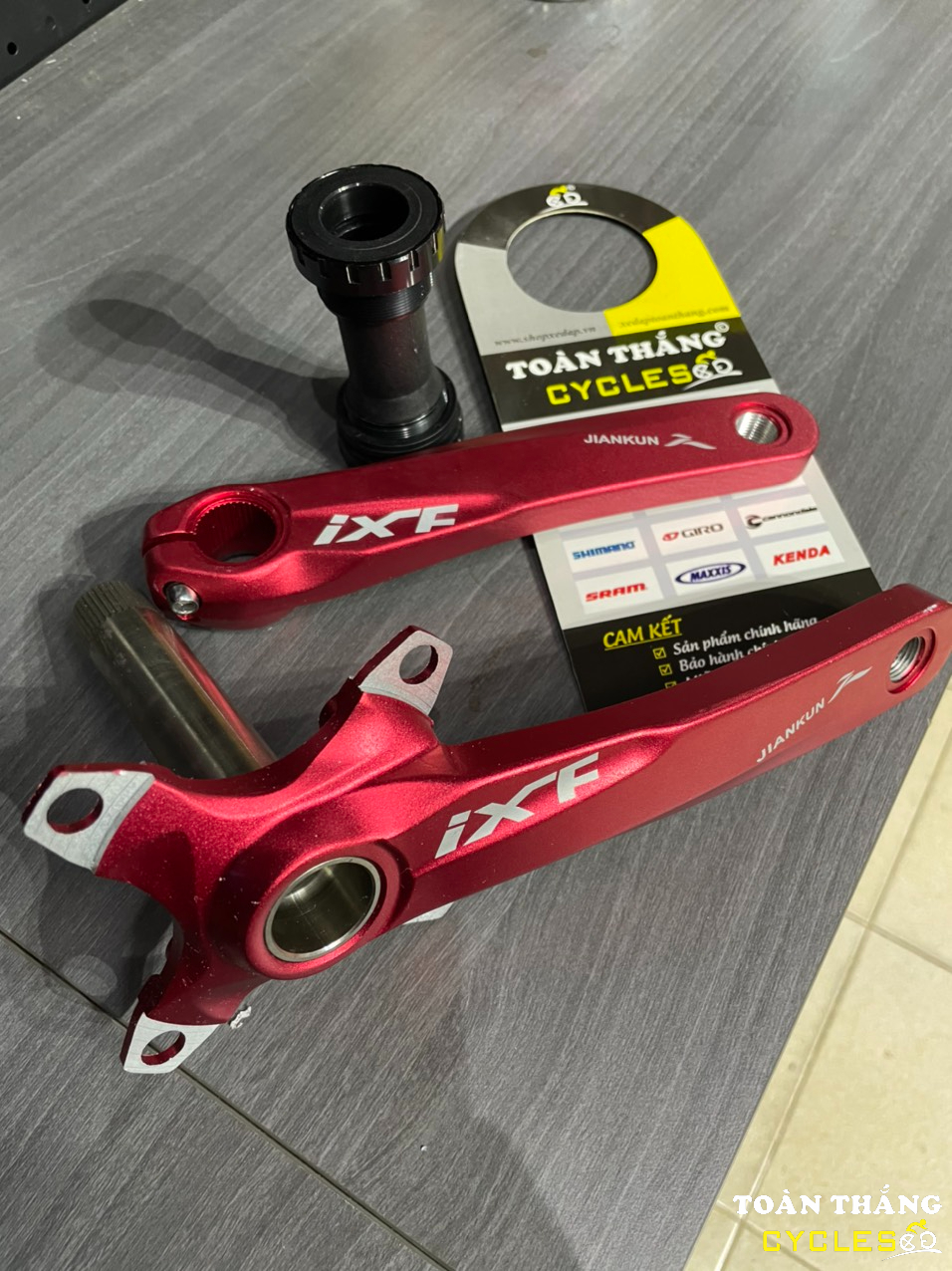 Full Bộ giò dĩa cốt rỗng xe đạp MTB kèm BB IXF 170mm đĩa BCD104 32 34 36 38 răng tùy chọn(Màu đỏ)