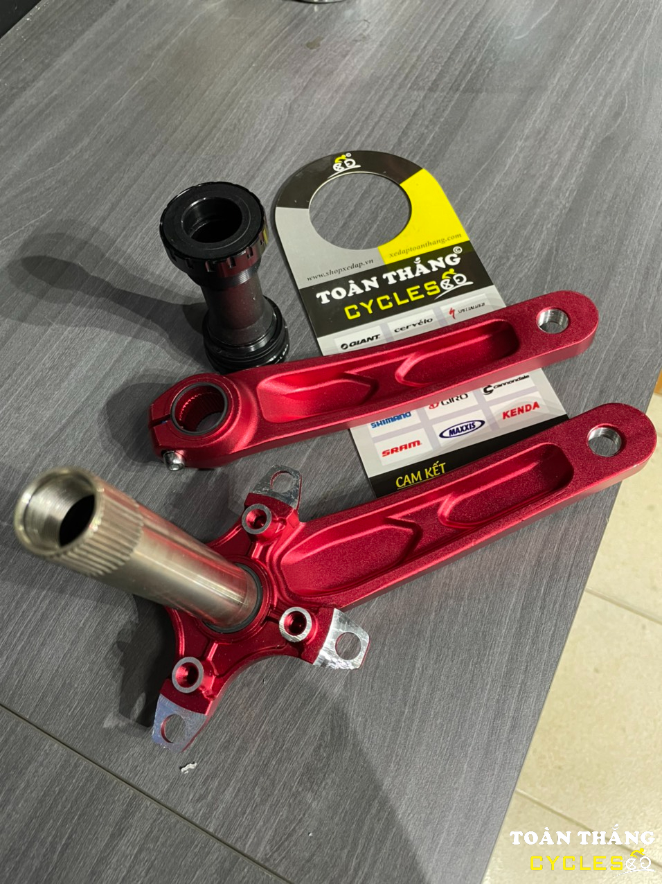 Full Bộ giò dĩa cốt rỗng xe đạp MTB kèm BB IXF 170mm đĩa BCD104 32 34 36 38 răng tùy chọn(Màu đỏ)