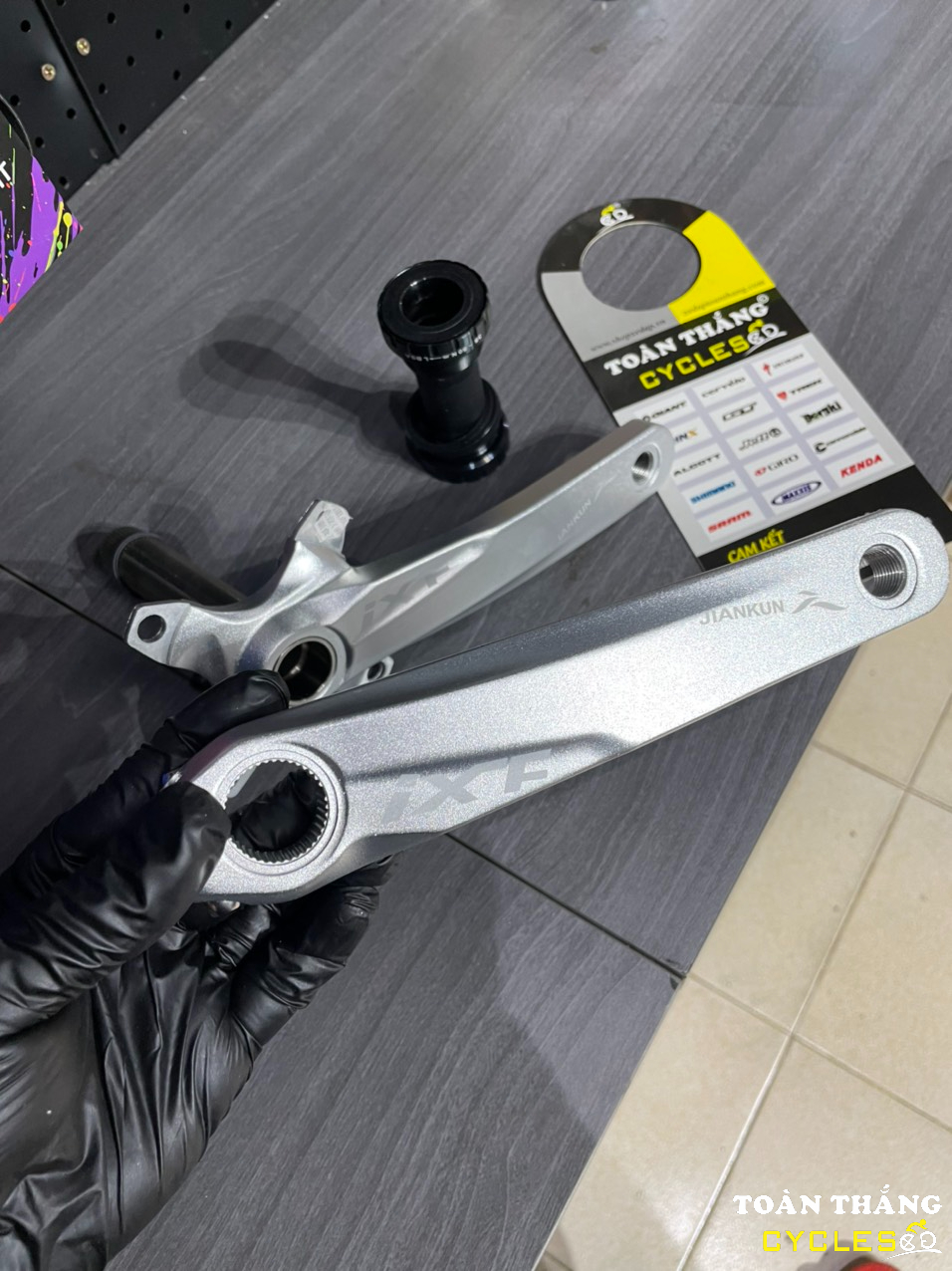 Full Bộ giò dĩa cốt rỗng xe đạp MTB kèm BB IXF 170mm đĩa BCD104 32 34 36 38 răng tùy chọn(Màu bạc)