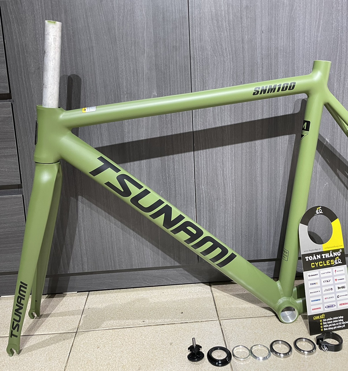 Khung sườn xe đạp Fixed Gear Tsunami SNM100 Green